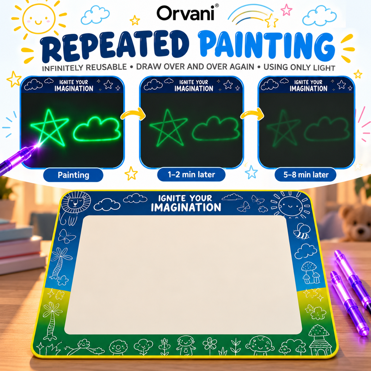 GlowDraw glowing artwork gradually fades