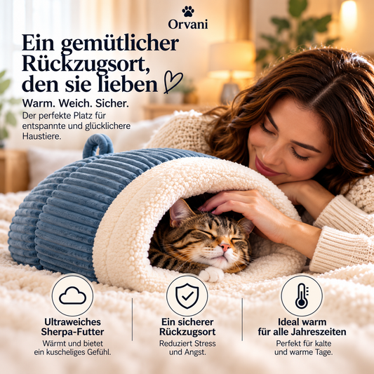 Orvani™ Kuschelhöhle – Gemütliches Haustierbett für Katzen & kleine Hunde