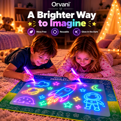 Children using Orvani GlowDraw — glowing drawings