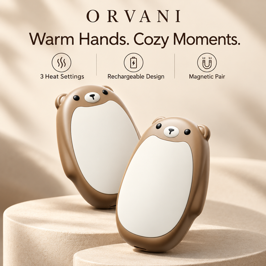 Orvani rechargeable magnetic bear hand warmers with three heat settings