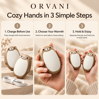 How to use Orvani rechargeable bear hand warmers