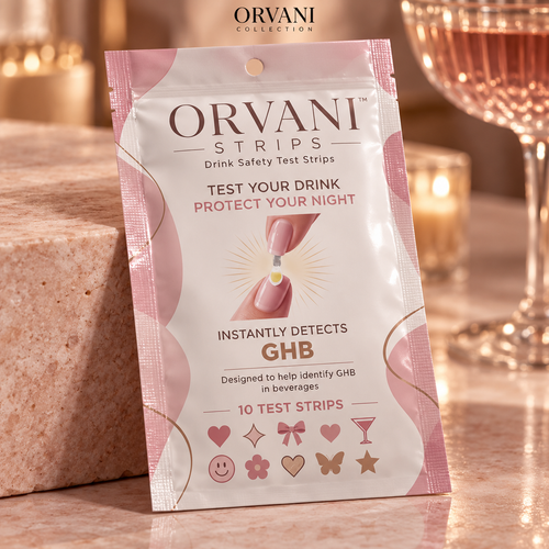 Orvani drink test pouch angled view