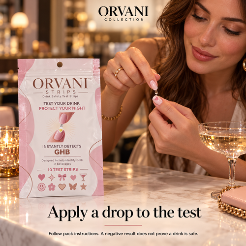Adult model applying a drink drop to nail test