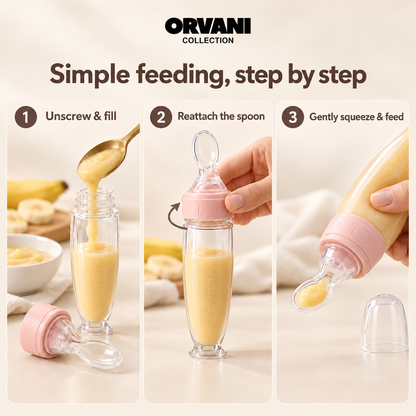 How to fill, assemble and use the baby spoon feeder