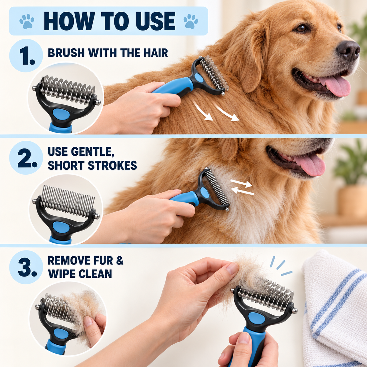 How to use the Orvani FurEase pet grooming comb