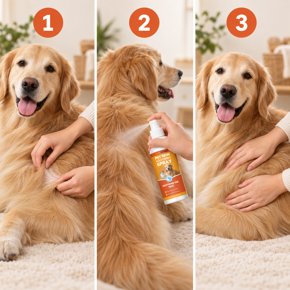 Three-step pet soothing spray guide