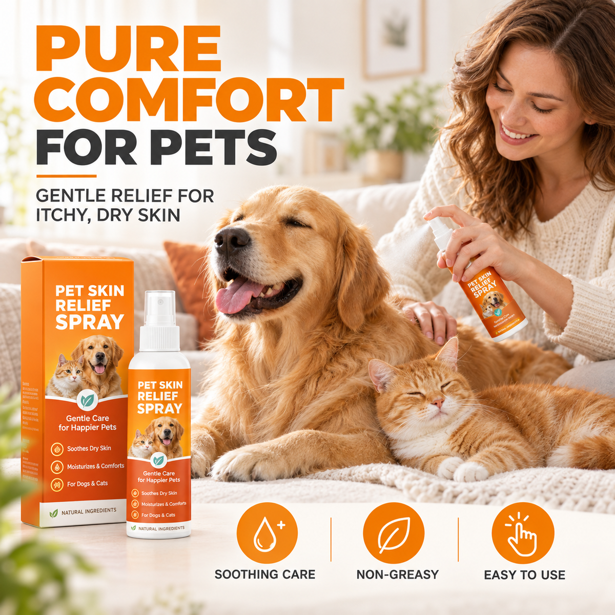 Orvani pet skin comfort spray for dogs and cats