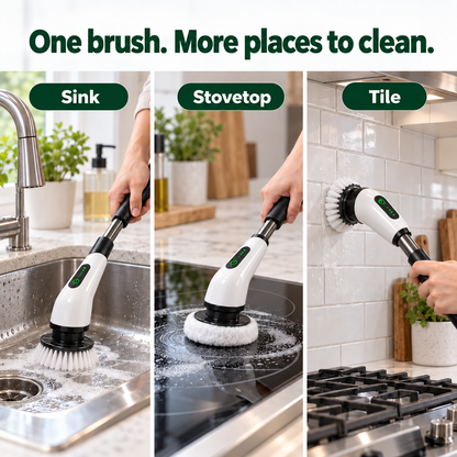Green labels for sink stovetop and kitchen tile collage