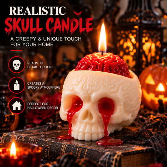 Halloween Skull & Brain Candle